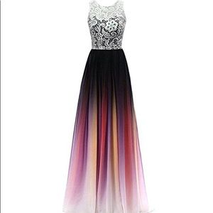 Multi colored evening gown or prom dress
